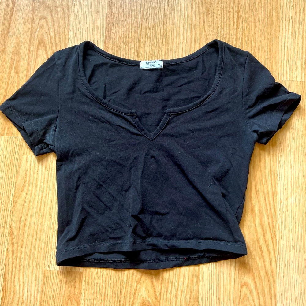 Black Crop Top T shirt
